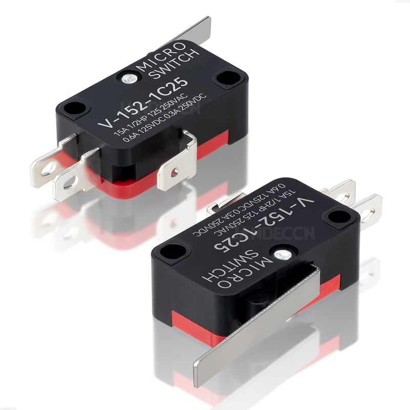 JANDECCN 10Pcs Lead Limit Switch Hinge Lever, SPDT 1NO 1NC Snap Action Micro Switch V-152-1C25 - Image 2